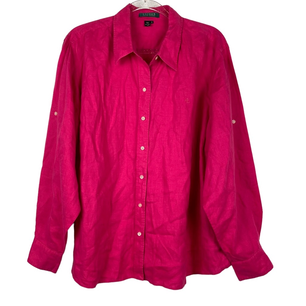 Lauren Ralph Lauren Linen Button-Down Shirt in Pink